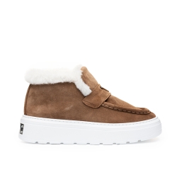 Ghete Damă Iarnă Suede Maro cu Blană  - Confort & Stil