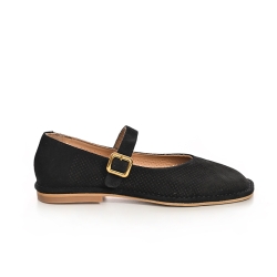 Pantofi Damă Tip Balerină Piele Suede Neagră