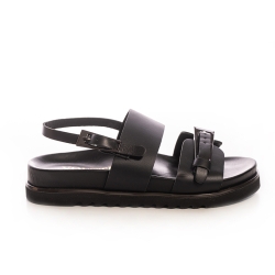 Sandale Damă Elegantă Piele Neagră Cataramă