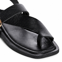 VOETTI Sandale Dama Negre Piele Naturală Vârf Pătrat Elegante