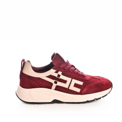 Adidași Dama Bordeaux Piele Întoarsă Talpă Groasă Bej Confort