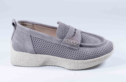 VOGGE Pantofi din piele naturală de culoare gri