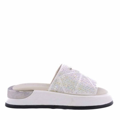 VOETTI Splendid White Rhinestone Slides