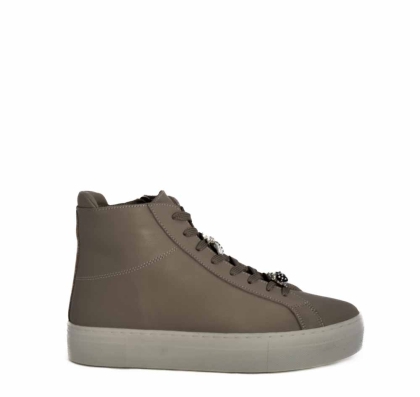 Adidași Dama Gri Închis, Înalți, Cu Fermoar Lateral & Accesorii Albine