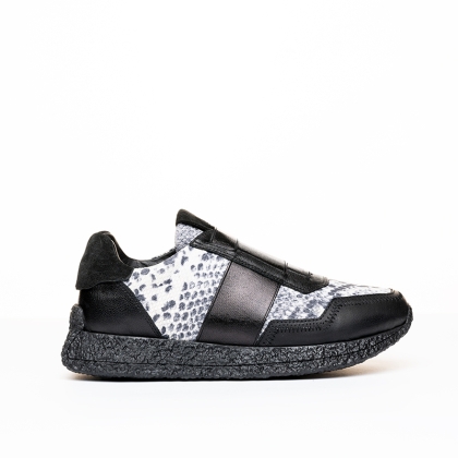 Sneakers Damă Piele Șarpe Negru