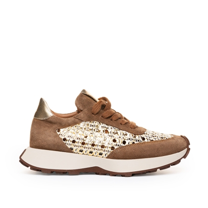 Adidași Damă Piele Suedeș Maro Aurii - Eleganță și Confort!