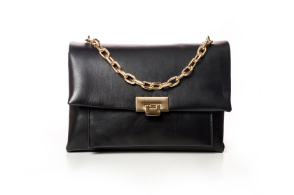 Sigur! Iată o sugestie:Geantă neagră elegantă, cu lanț auriu - Stil & Eleganță