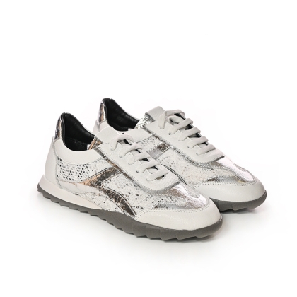 Sneakers Dama Piele Argintie - Confort & Stil**