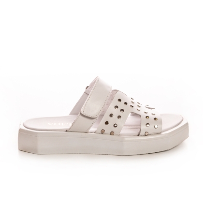White Studded Leather Platform