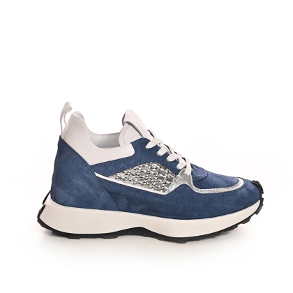 Sneakers Damă Piele Întoarsă Albastre - Voetti