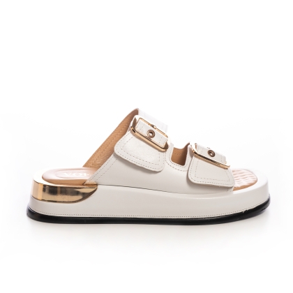 Dama Piele Albă cu Catarame Aurii Voetti