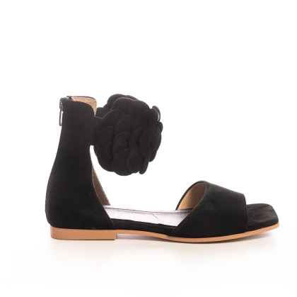 Sandale Elegante Damă cu Floare Neagră - Voetti