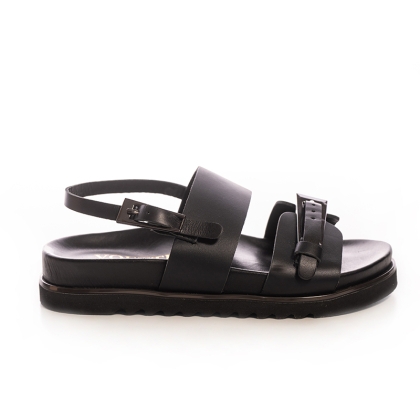 Sandale Damă Elegantă Piele Neagră Cataramă