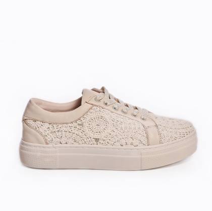 Comfortable Beige Lace Sneakers