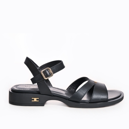 Sandale Negre Damă cu Barete, Platformă Joasă, Casual Chic