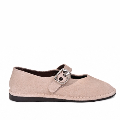 Mocasini Dama Piele Întoarsă Bej cu Cataramă - Stil Modern, Eleganță și Confort!