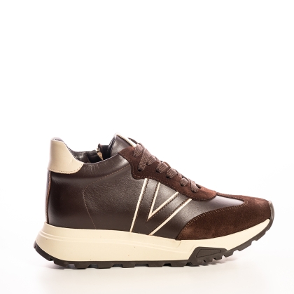 Adidași Femei Maro Piele și Piele Întoarsă Casual Confortabili
