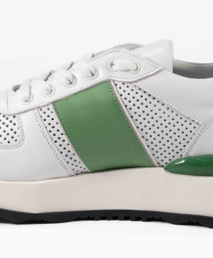 Pantofi sport de dama VOGGE din piele naturala in alb si verde