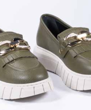 VOGGE Pantofi din piele naturală de culoare verde