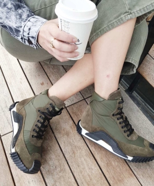 Adidasi de dama VOGGE din piele naturala, piele intoarsa si material textil de culoare verde