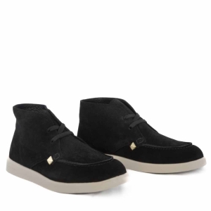 Ghete Casual Damă Piele Întoarsă Negre