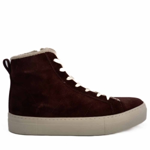 Adidași Înalți Damă Piele Întoarsă Burgundy - Eleganță și Confort!