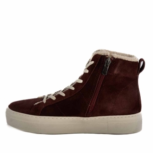 Adidași Înalți Damă Piele Întoarsă Burgundy - Eleganță și Confort!