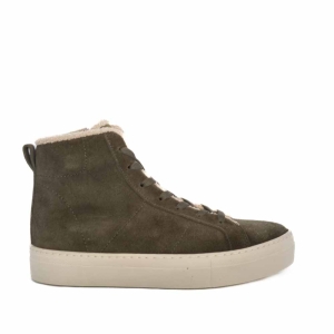 Adidași Înalți Damă Piele Întoarsă Olive - Confort & Stil