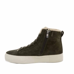 Adidași Înalți Damă Piele Întoarsă Olive - Confort & Stil
