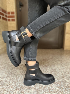 Ghete Dama Piele Neagră cu Cataramă - Stil și Eleganță