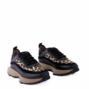 VOETTI Exclusive Premium Black Leather Suede Platforms