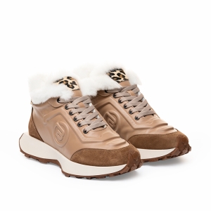 Adidași damă bej cu blană