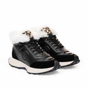 Dama Piele Negre cu Blană - Stil și Căldură!