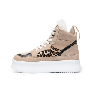 Adidași Platformă Damă Piele Întoarsă Leopard