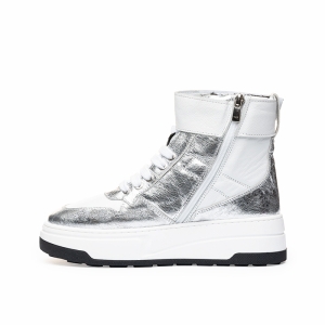 Ghete Albe cu Argintiu - Stil Urban Chic