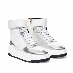 Ghete Albe cu Argintiu - Stil Urban Chic