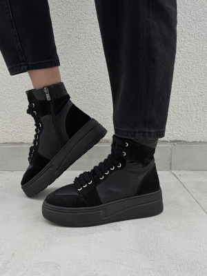 Ghete Platformă Dama Piele Negre