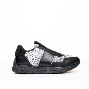 Sneakers Damă Piele Șarpe Negru