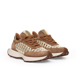 Adidași Damă Piele Suedeș Maro Aurii - Eleganță și Confort!