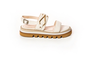 Sandale Dama Piele  Albe Cu Talpa Platforma - Eleganță Lejeră!