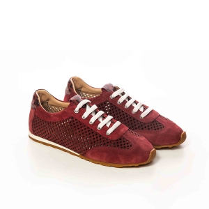 Adidași damă piele întoarsă bordo