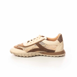 Sneakers damă bej cu detalii maro - Stil casual-chic