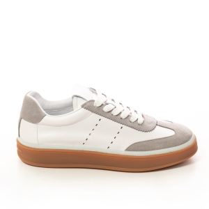 Tenisi sport din piele albă și piele intoarsa gri - Eleganță!