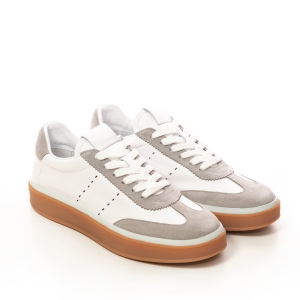 Tenisi sport din piele albă și piele intoarsa gri - Eleganță!