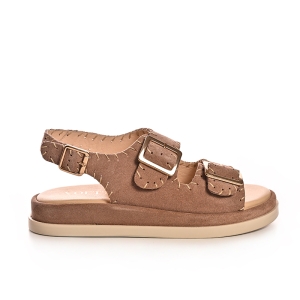 Sandale dama piele întoarsă bej cu detalii catarame Voetti