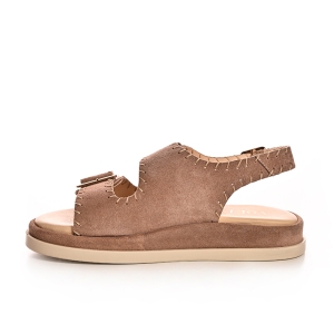 Sandale dama piele întoarsă bej cu detalii catarame Voetti