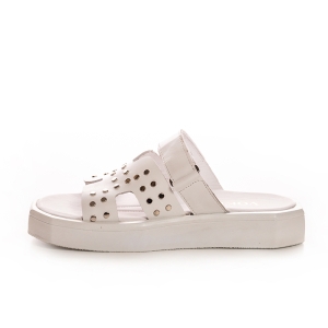 Șlapi Dama Albi cu Platformă și Ținte - Voetti