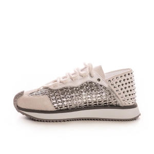 Adidași Dama Piele Suede Bej cu Ținte Argintii