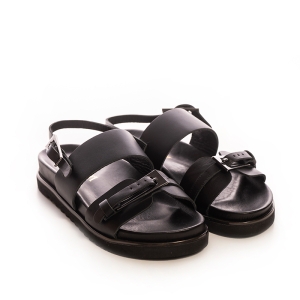 Sandale Damă Elegantă Piele Neagră Cataramă