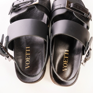 Sandale Damă Elegantă Piele Neagră Cataramă